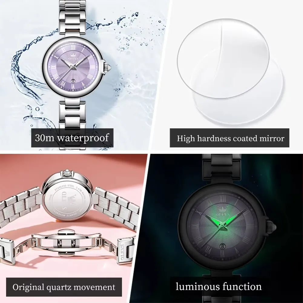 OLEVS 5608 Women's Watches Fashion Light Luxury Original Wristwatch Waterproof Luminous Chronograph Date Quartz Movement Watches
