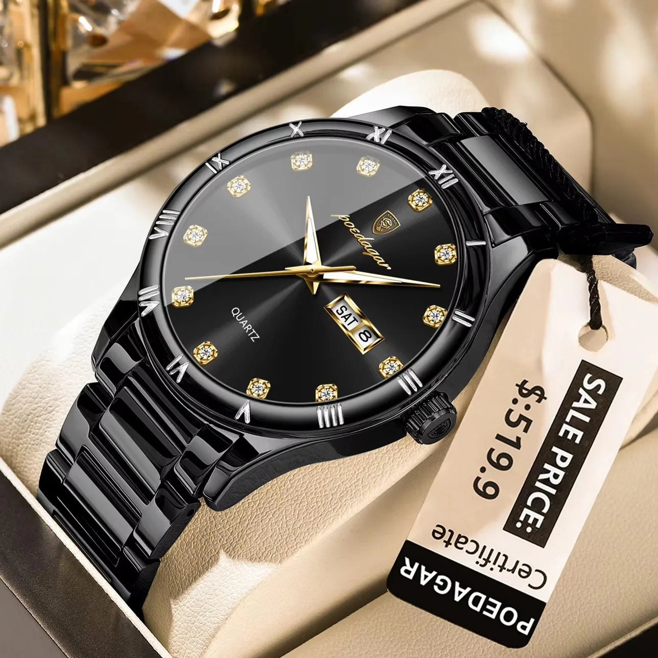 POEDAGAR 878 Stainless Steel Belt Sports Quartz Men's Watches Luxury Men Wristwatch Waterproof Luminous Hands Original Man Watch