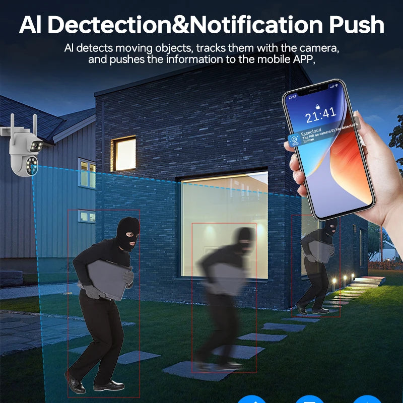 High Definition 4MP Dual Lens Wireless WiFi Smart Camera for Home Use Built-in Microphone and Speech Two Way Communication