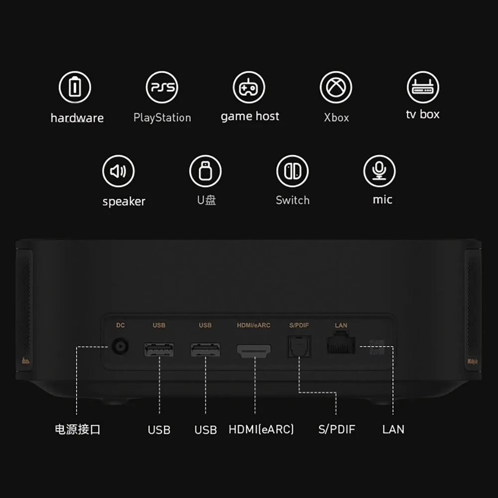 Dangbei U1 Ultra Short ALPD Laser Projector,  Auto Focus 1080P Native 3GB 32GB 1000Ansi Lumens Smart Home Video Beamer Projector
