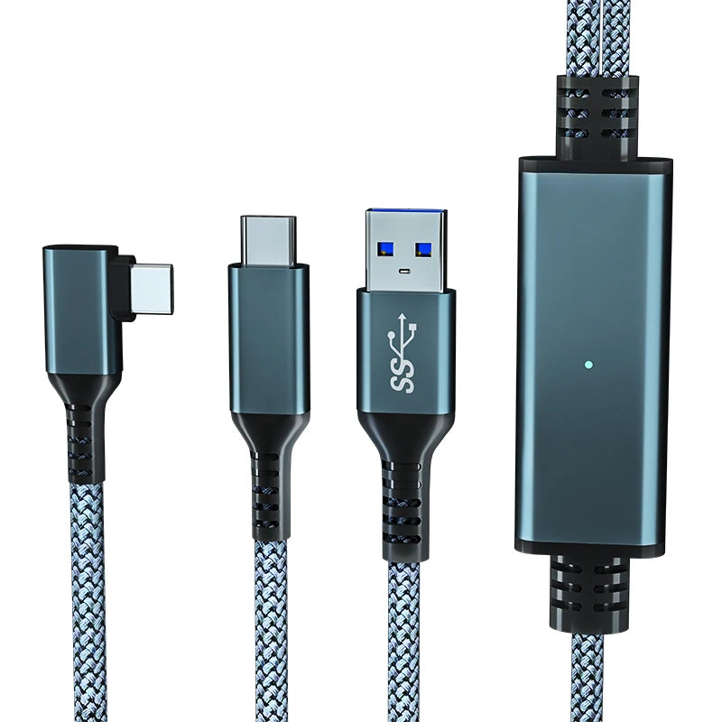 USB 3.0 Nylon Jacketed Type a to C Cable Independent Power Supply for VR Headset Accessories Gaming PCs Camera Data Connections