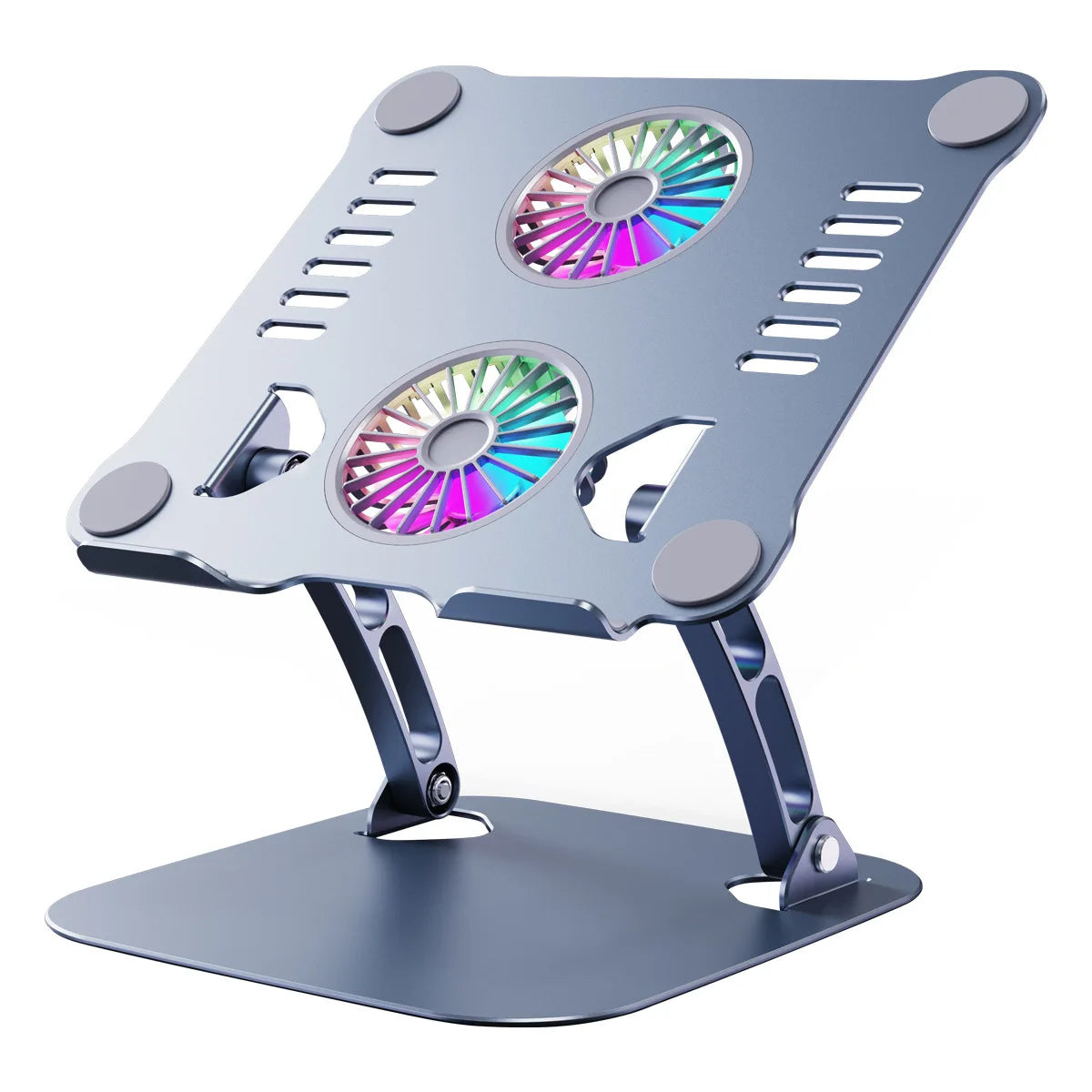 Wholesale Dual Fan Aluminum Alloy Ergonomic  Laptop Stands with Fan Adjustable Foldable Portable  Metal Tablet Cooling Stand