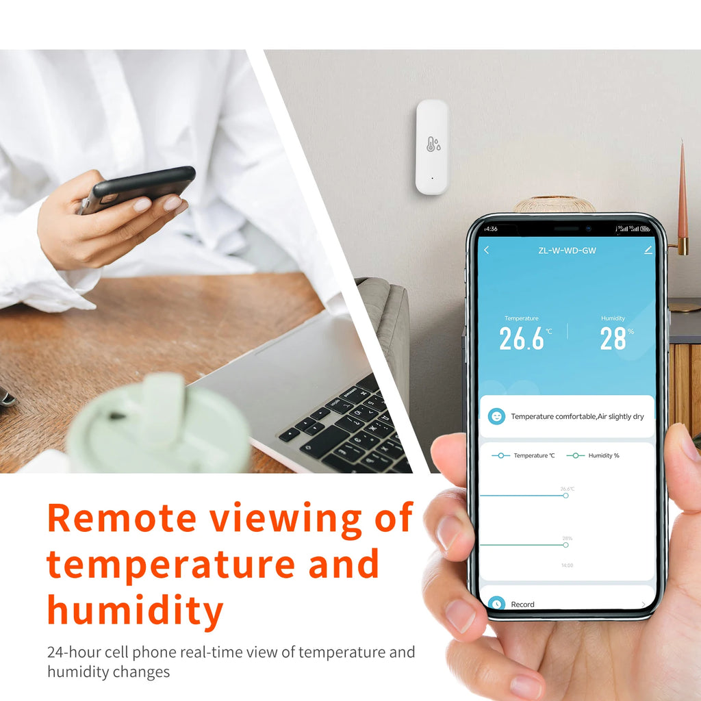 Tuya WiFi APP Remote Monitor Smart Home Var Smart Life Work Assistant Hygrothermograph Measure Temperature and Humidity Sensor