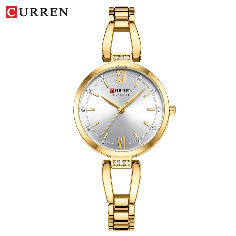 CURREN 9092 Casual Brand Women's Watches Fashion Gold Stainless Steel Waterproof Quartz Wrist Watch for Female Relogio Feminino