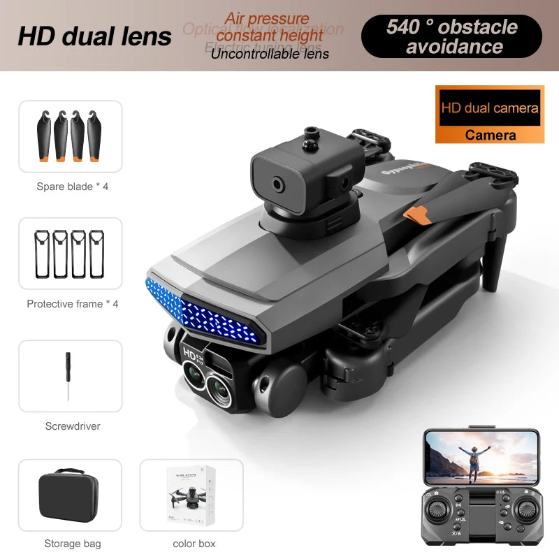 D6 air Drone 4K HD Dual Camera WiFi FPV Obstacle Avoidance Optical Flow RC Quadcopter Foldable RC Drone Toys