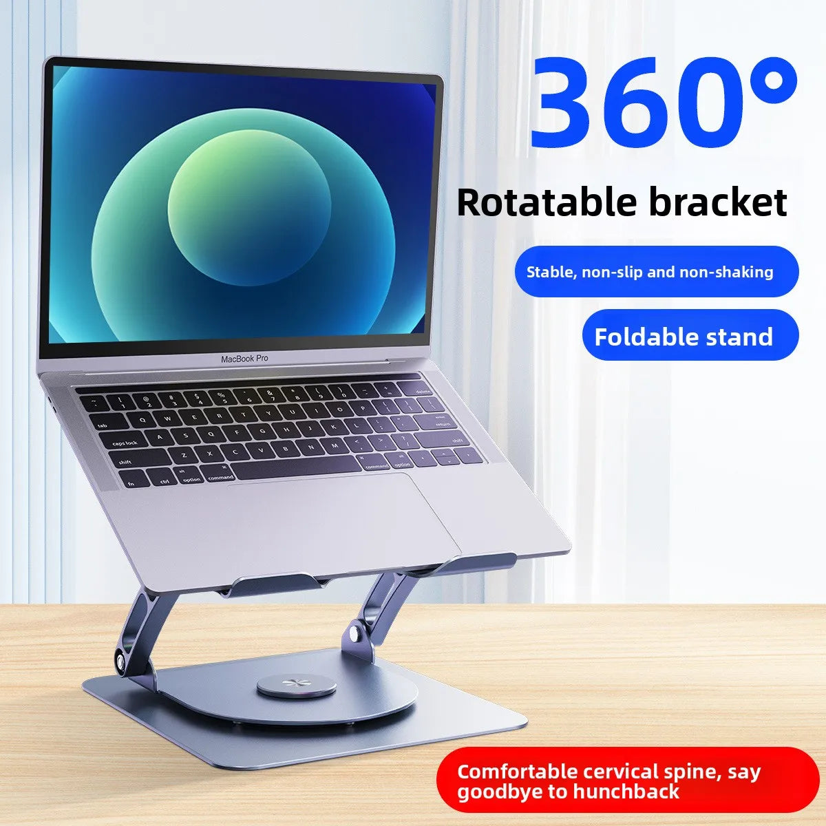 Dual-Fan 360 Rotation Aluminum Adjustable Foldable Ergonomic  Laptop Stand with Cooling Fan Desktop Tablet PC Stands Bulk Order