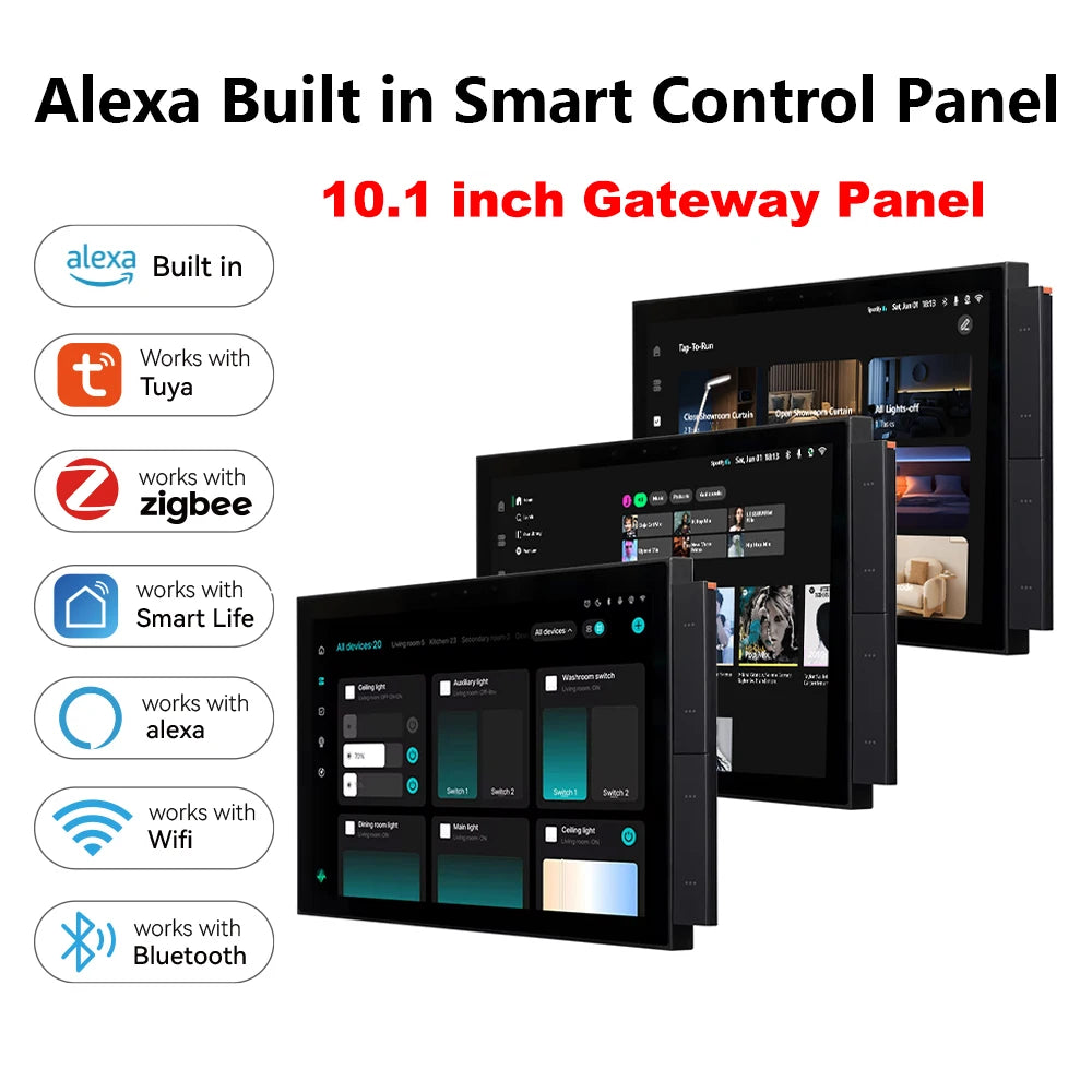 Golden Security Zigbee Wifi 10 Inch Touch Screen Wall Switch Smart Home Zigbee Gateway Music Central Panel up to 120 Sub-devices