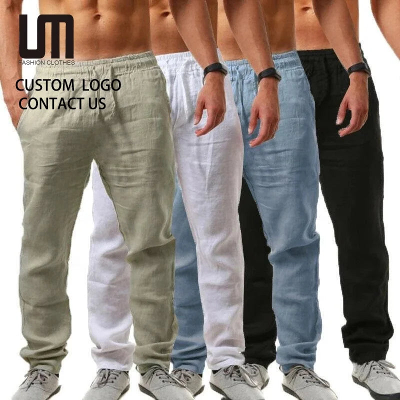 2025 Men's Summer Cargo Pants - Custom Logo Trousers (Breathable Solid Color Streetwear Casual Pants)