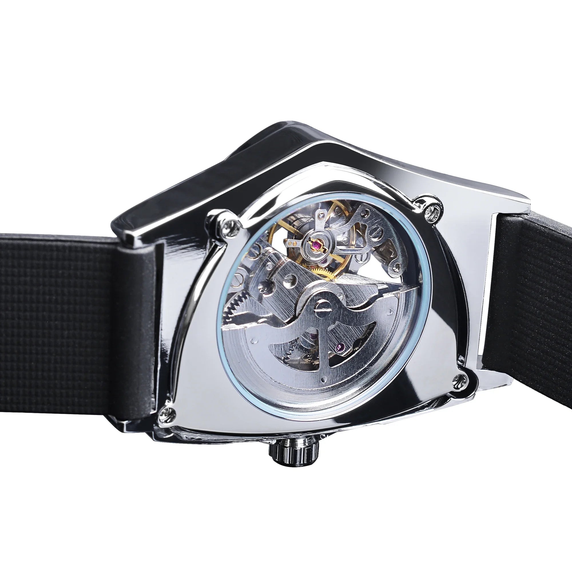 WINNER Sport Style Men's Watches Transparent Mechanical Watch Triangle Automatic   With Luminous Pointers