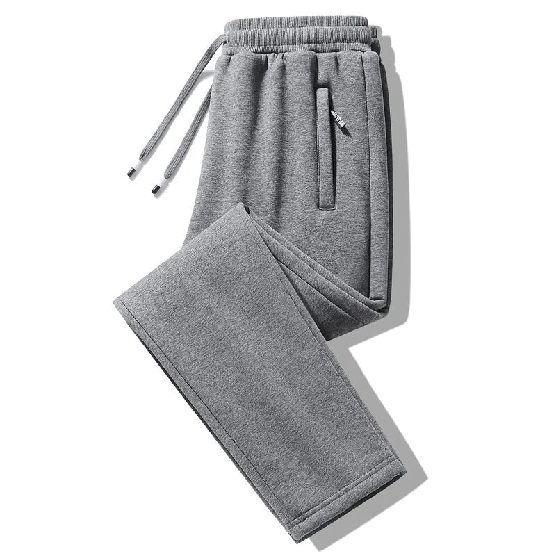 2025 Spring Autumn Men's Casual Pants  Loose Fit Mid Elastic Waist Solid Color Leg  with Sweatpants for  Pants
