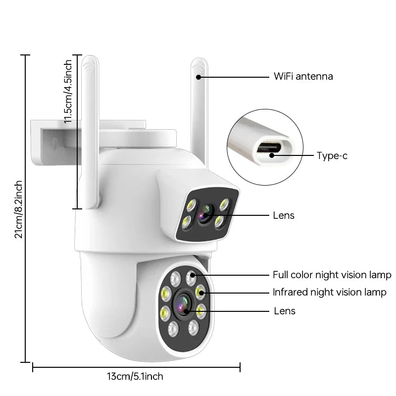 WiFi Dual Lens Home Indoor Cameras Eseecloud App Remote Control and Monitor Wireless CCTV Smart Camera System