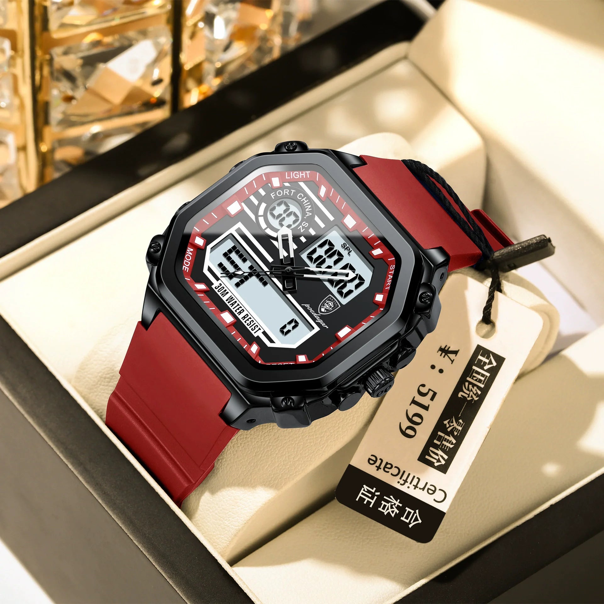 POEDAGAR New 993 LED Display Men's Watches Waterproof Silicone Chronograph Square Man Wristwatch  Men Digital Quartz Watch