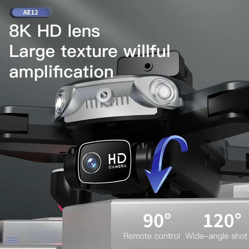 AE12 Foldable RC Quadcopter Drone 4K Dual Camera WIFI FPV Remote Control Altitude Hold 20-Minute Flight Time 100-Meter Range