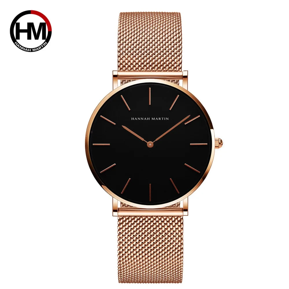 2024 Elegant Cheap Quartz Ladies Watch Classic Leather Strap Women's Watches Montre Femme Hannah martin Watch Women