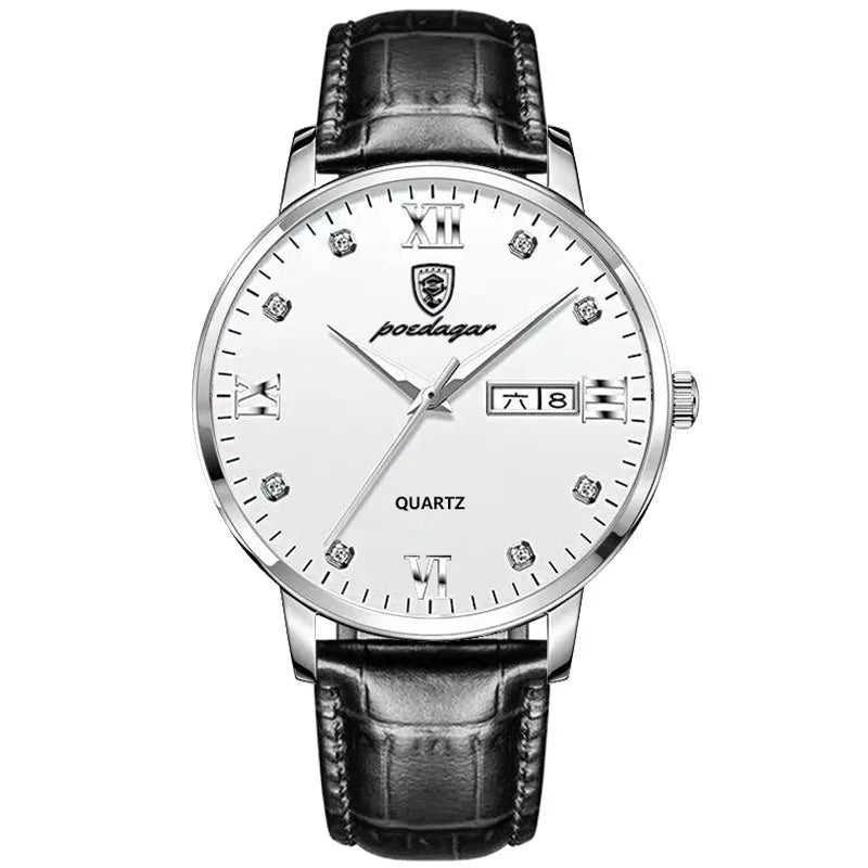 POEDAGAR Men's Watches 856 Top Luxury Men Wrist Watch Leather Quartz Watch Sports Waterproof Man Clock Relogio Masculino