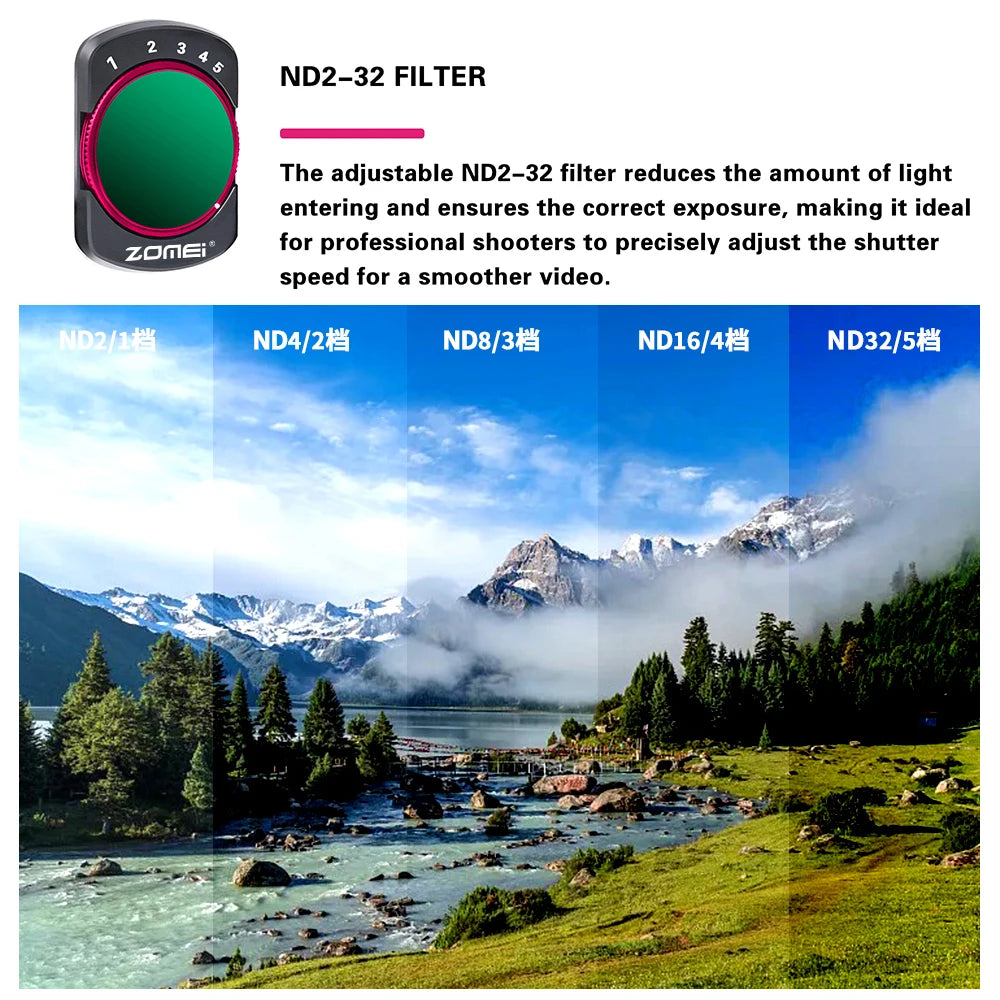 ZOMEI Aluminum Alloy & Tempered Glass Lightweight Magnetic ND2-32 Osmo Pocket 3 Filter