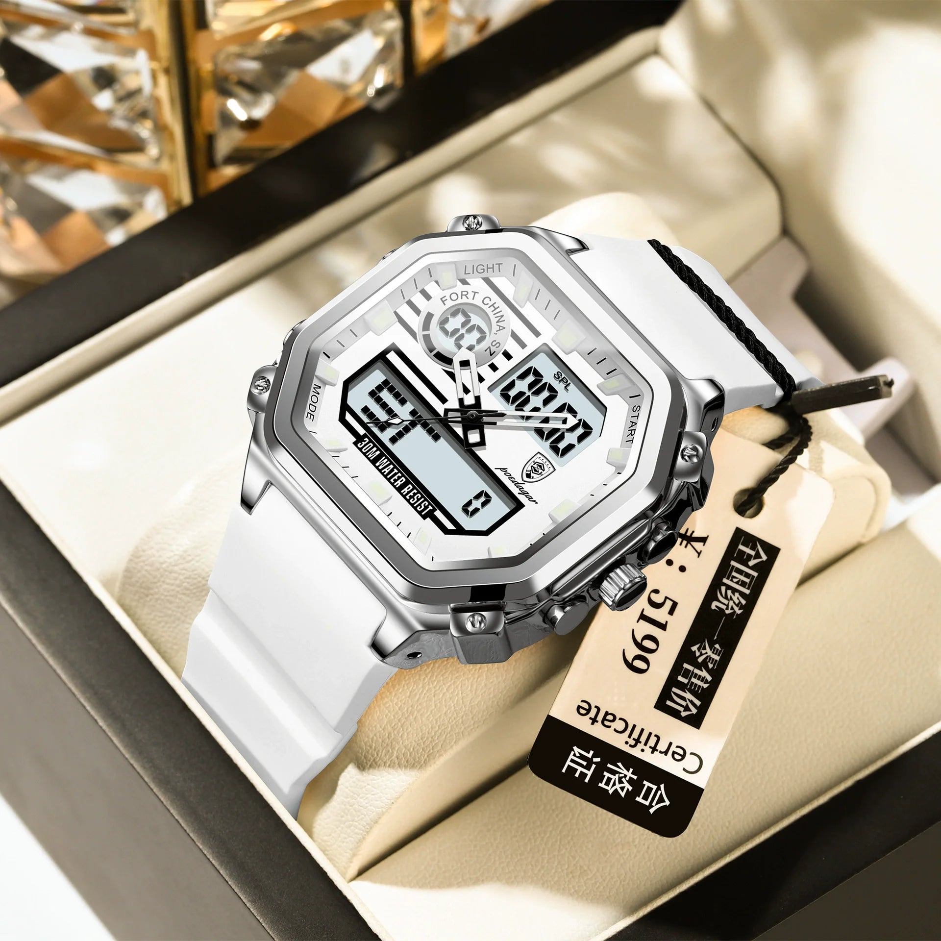 POEDAGAR New 993 LED Display Men's Watches Waterproof Silicone Chronograph Square Man Wristwatch  Men Digital Quartz Watch