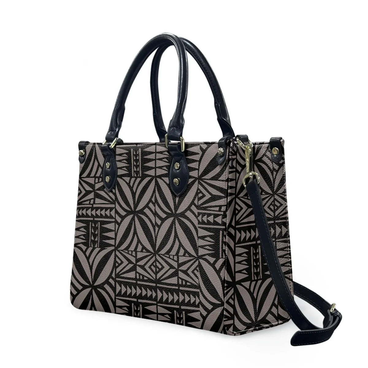 Black and White Tribal Polynesian Printed Bags Women Handbags Ladies Luxury Women Shoulder Bags High Quality Pu Leather Handbag