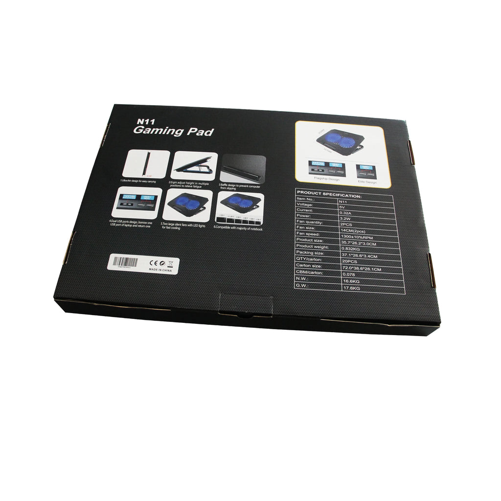 Portable Game Style Laptop Cooling Pad 2 Fans Foldable Portable Adjustable Height Dual Usb Ports Tablet Pc Stands