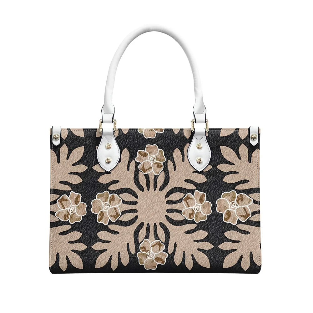 Black and White Tribal Polynesian Printed Bags Women Handbags Ladies Luxury Women Shoulder Bags High Quality Pu Leather Handbag