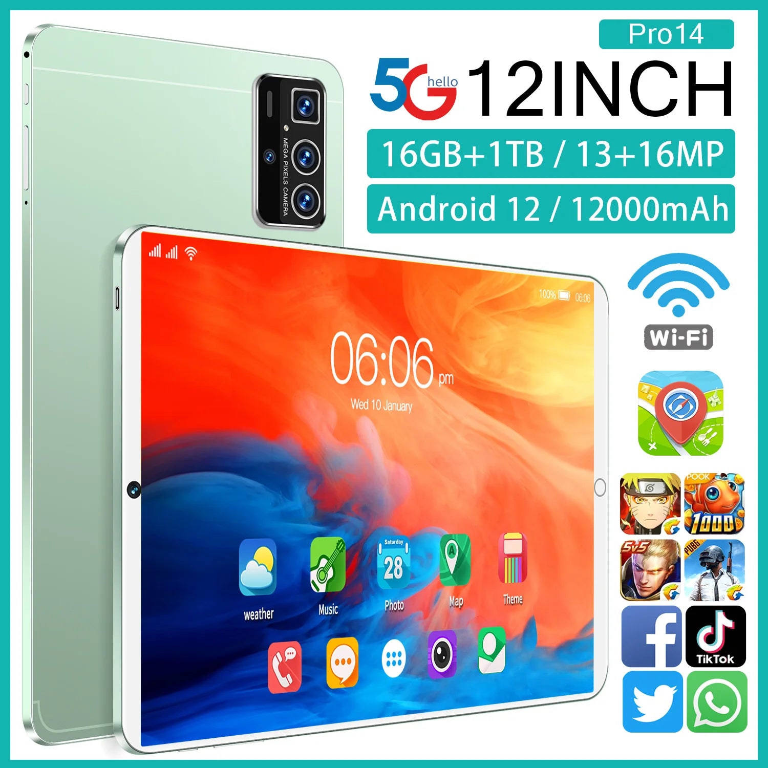 2024 Smart 4G Tablet the Ultimate Device with 16GB RAM 256GB Storage Octa Core MTK Processor Educational Use for Office Leisure