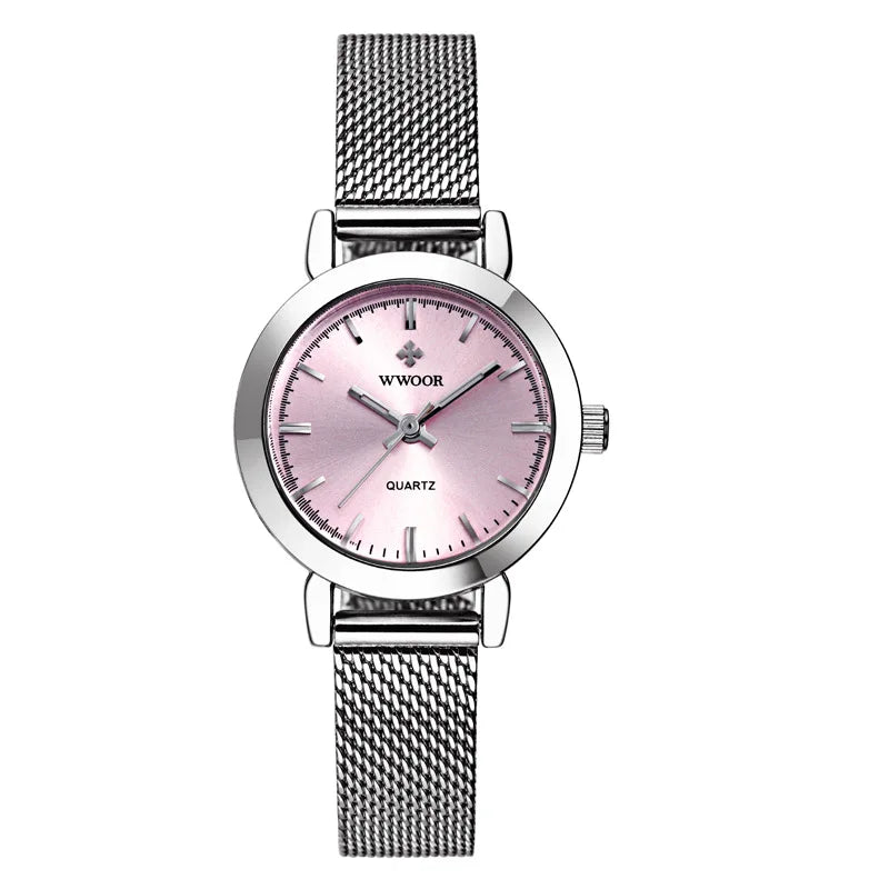WWOOR Quartz Watch for Women Elegant Stainless Steel Women's Watches Gifts Waterproof Fashion Trend Simple Ladies Watch
