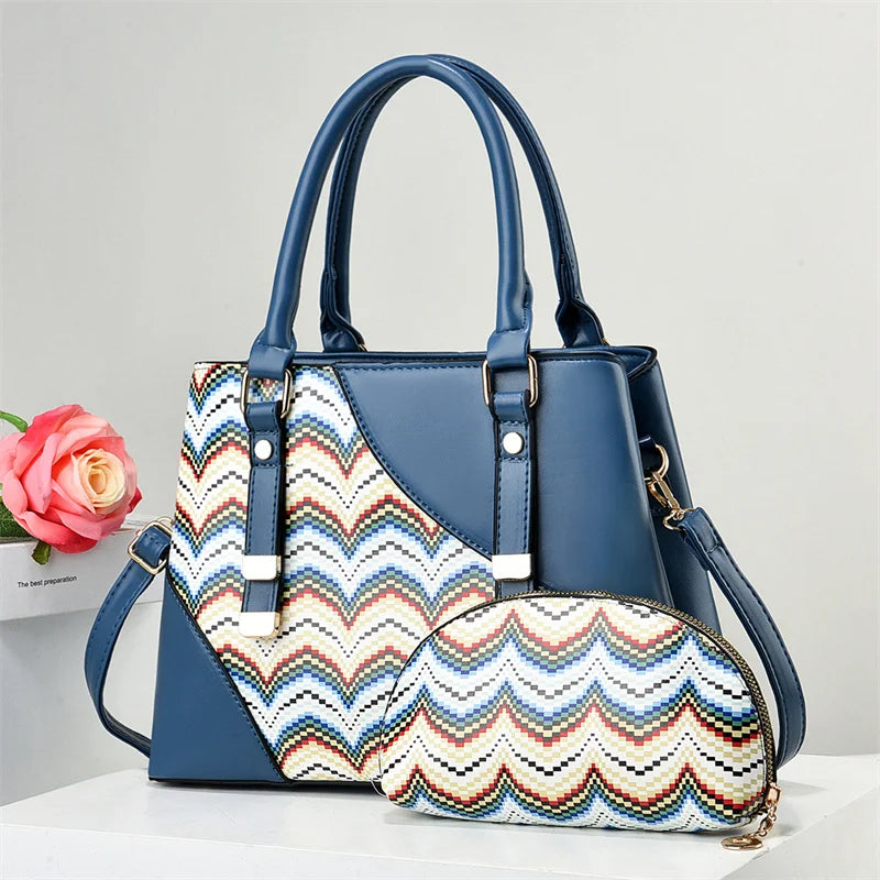 Large Capacity New Patchwork Versatile Fashion Retro Simple Elegant Temperament Bags Women Handbags Lady