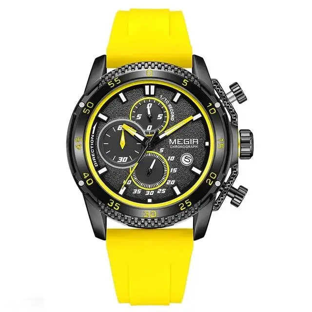 MEGIR 2211 Quartz Watches Silicone Strap Material Men's Watches Watch for Men Luminous Chronograph 30M Daily Waterproof Sports