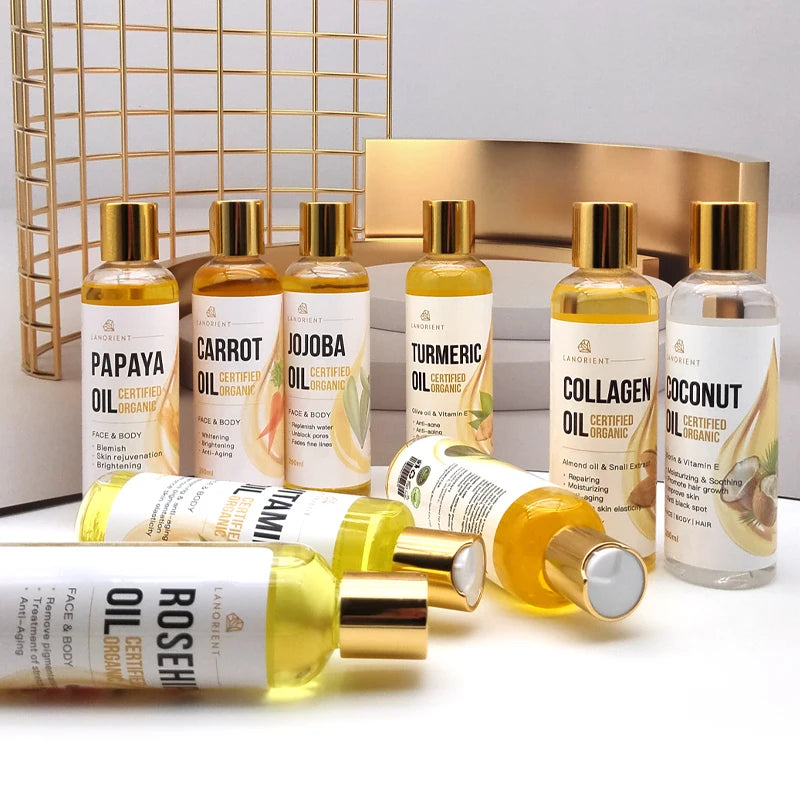 100% Natural Organic Body Care Oil Arbutin Papaya Carrot Turmeric Jojoba Coconut Collagen Skin Care Essential Oil for Women