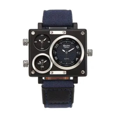 Oulm 3595 Men's Watches Top Luxury Unique Designer Watches Fashion Square Big Face 3 Time Zone Casual Quartz Watch for Men