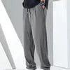M-5XL  Men's Casual Pants Straight Leg Pants Summer Thin Ice Silk Sport Pants