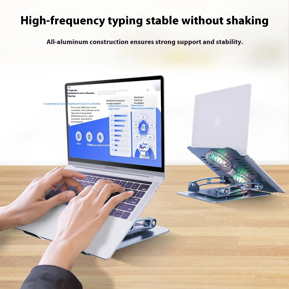360 Rotation Aluminum Alloy Laptop Stands Adjustable Laptop Stand with Cooling Fan Tablet PC Stands for Office Meeting Room