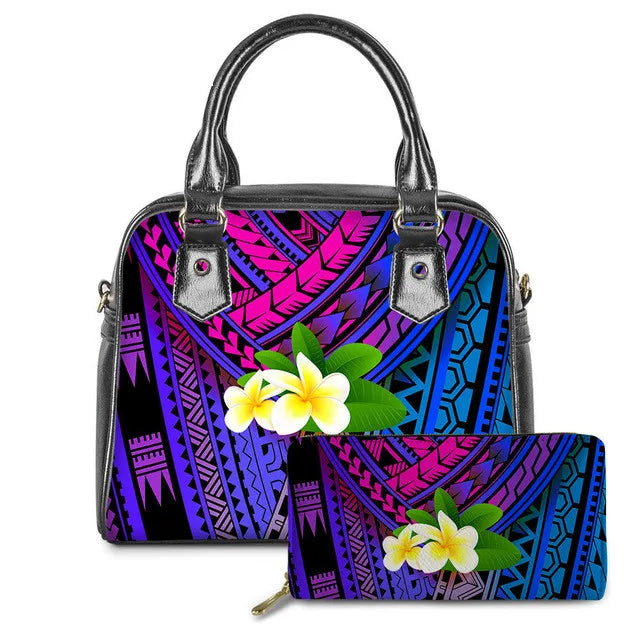 Trendy Pu Leather Handbags for Girls Polynesian Traditional Tribal Print Vintage Mini Handbags Luxury Bags Women Handbags Ladies
