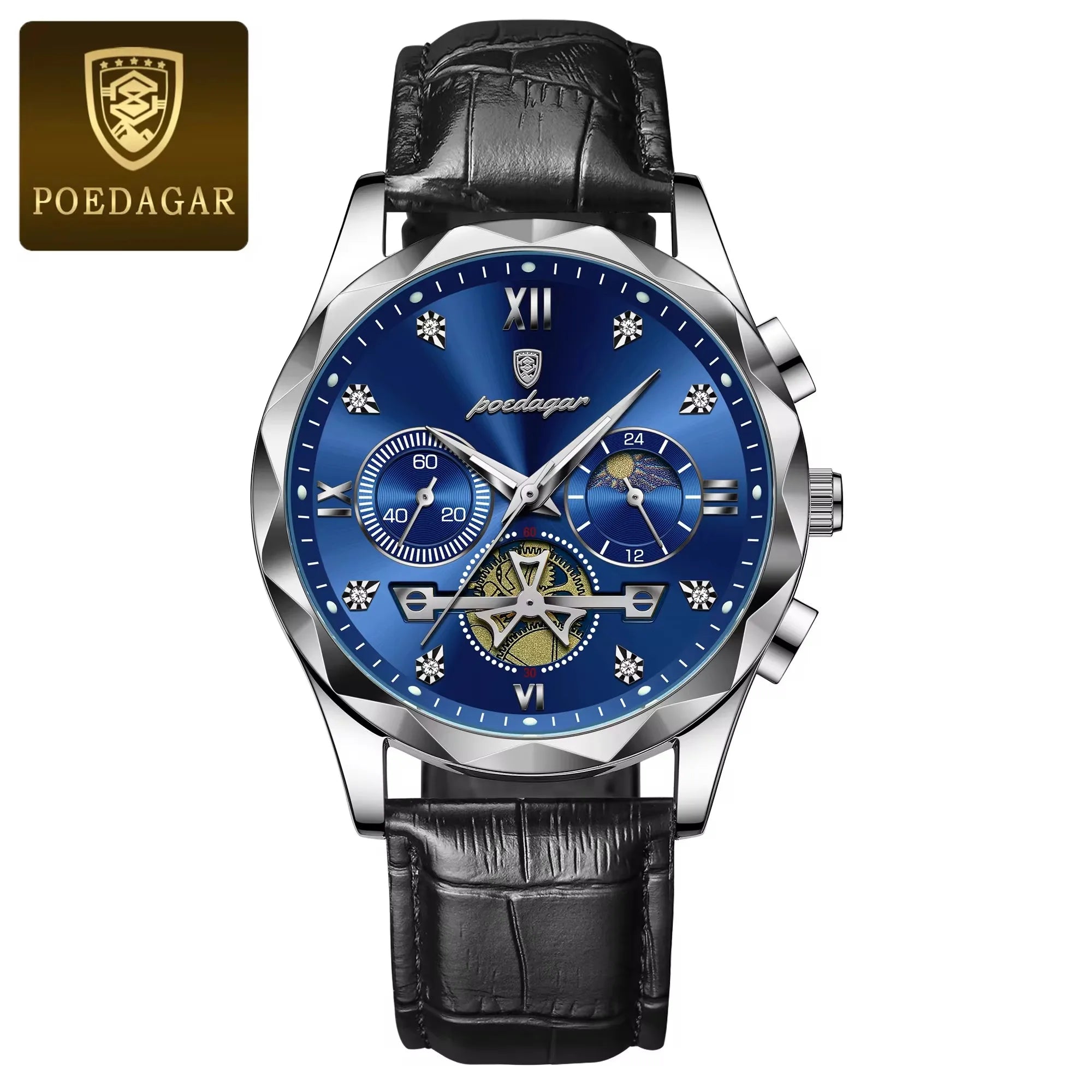 POEDAGAR 996 Luxury Business Man Wristwatch Leather Men's Watches Waterproof Luminous Male Watch for Men Quartz Clock Reloj