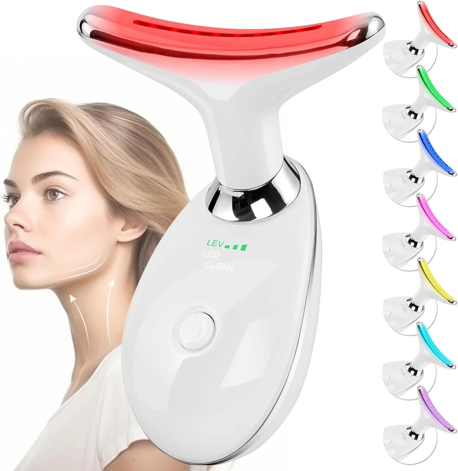 Hot Sale 7 in 1 Face Lift Device Red-light-therapy Microcurrent Multifunctional Facial Neck Massager for Skin Care at Home