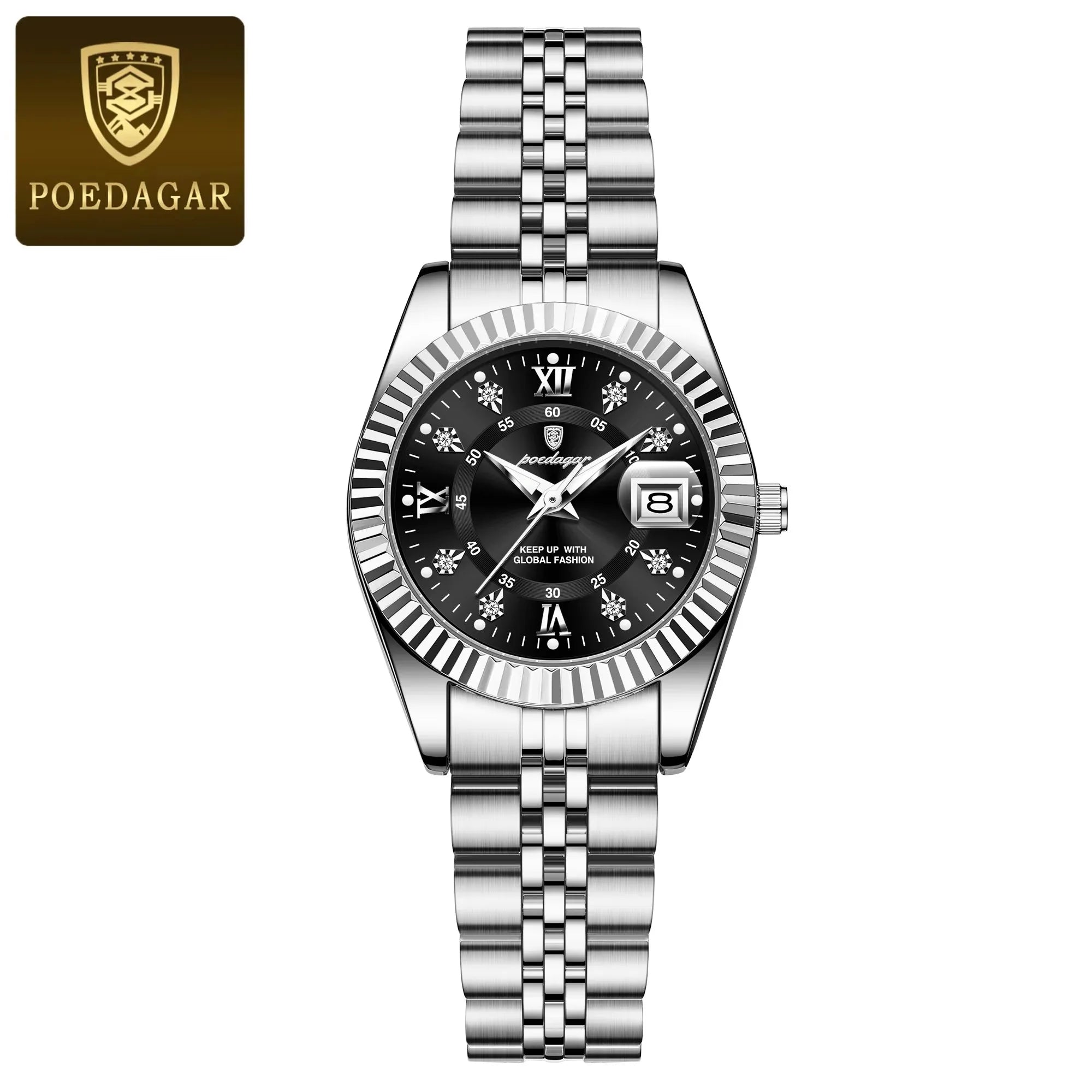 POEDAGAR 780 Luxury Elegant Watch for Women Waterproof Luminous Date Ladies Watch Stainless Steel Quartz Women's Watches Girls