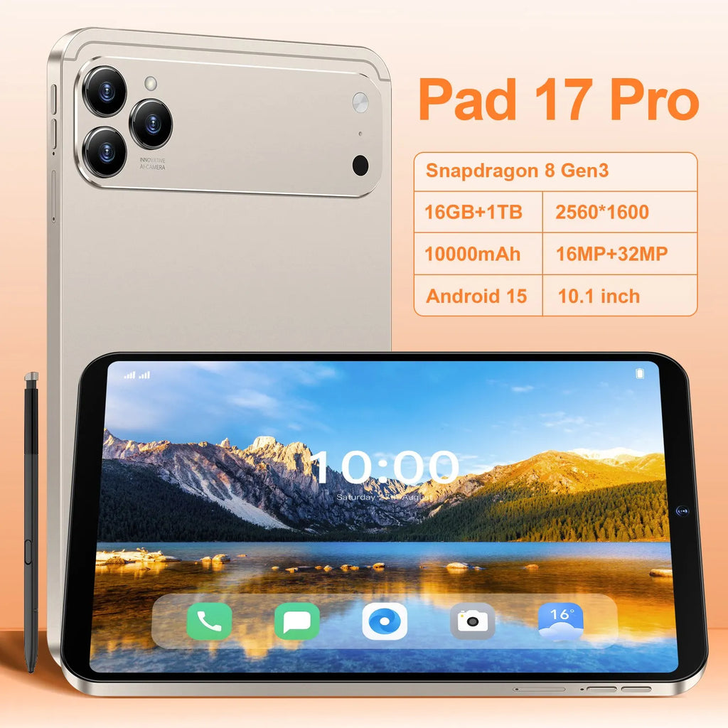 New Pad 17 Pro Educational Tablet PC 10.1" 2560x1600 Capacitive Screen 16GB Storage 5G/4G/3G/Wi-Fi Android 15 Dual Core 1.5GHz
