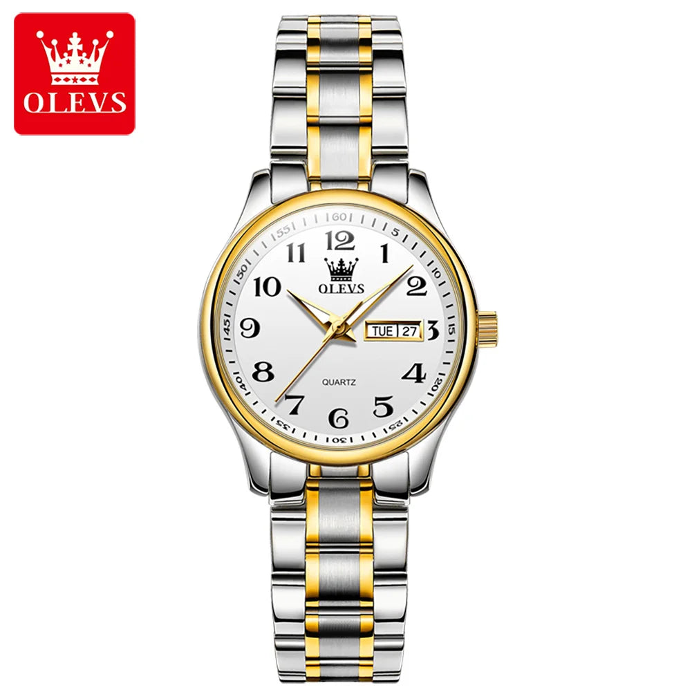 New Olevs 5567 Luxury Fashion Men's Watches Lover's Business and Simple Couple Relojes Watches Women Quartz Watch for Men Ladies