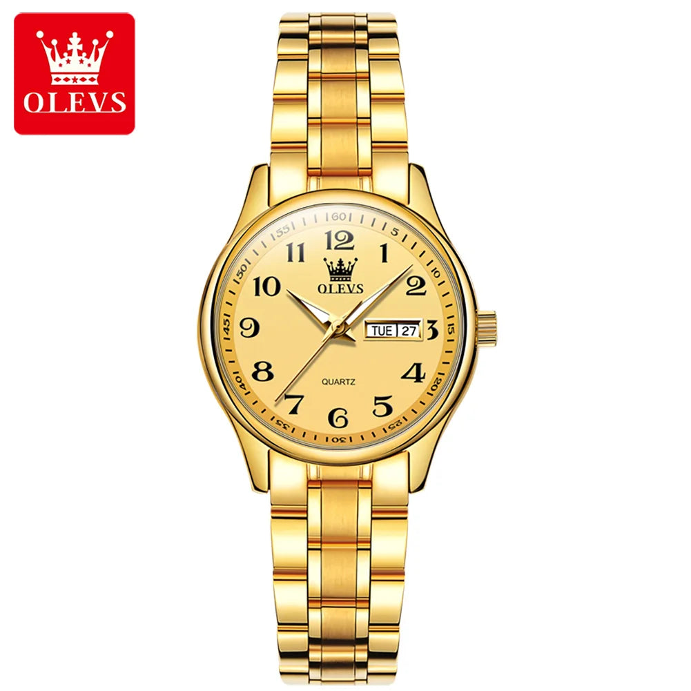 New Olevs 5567 Luxury Fashion Men's Watches Lover's Business and Simple Couple Relojes Watches Women Quartz Watch for Men Ladies
