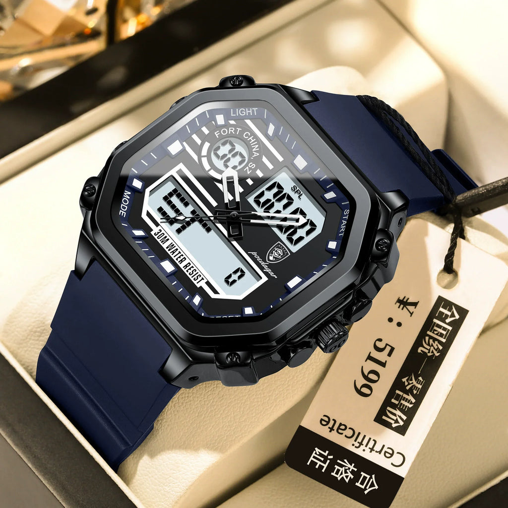 POEDAGAR New 993 LED Display Men's Watches Waterproof Silicone Chronograph Square Man Wristwatch  Men Digital Quartz Watch