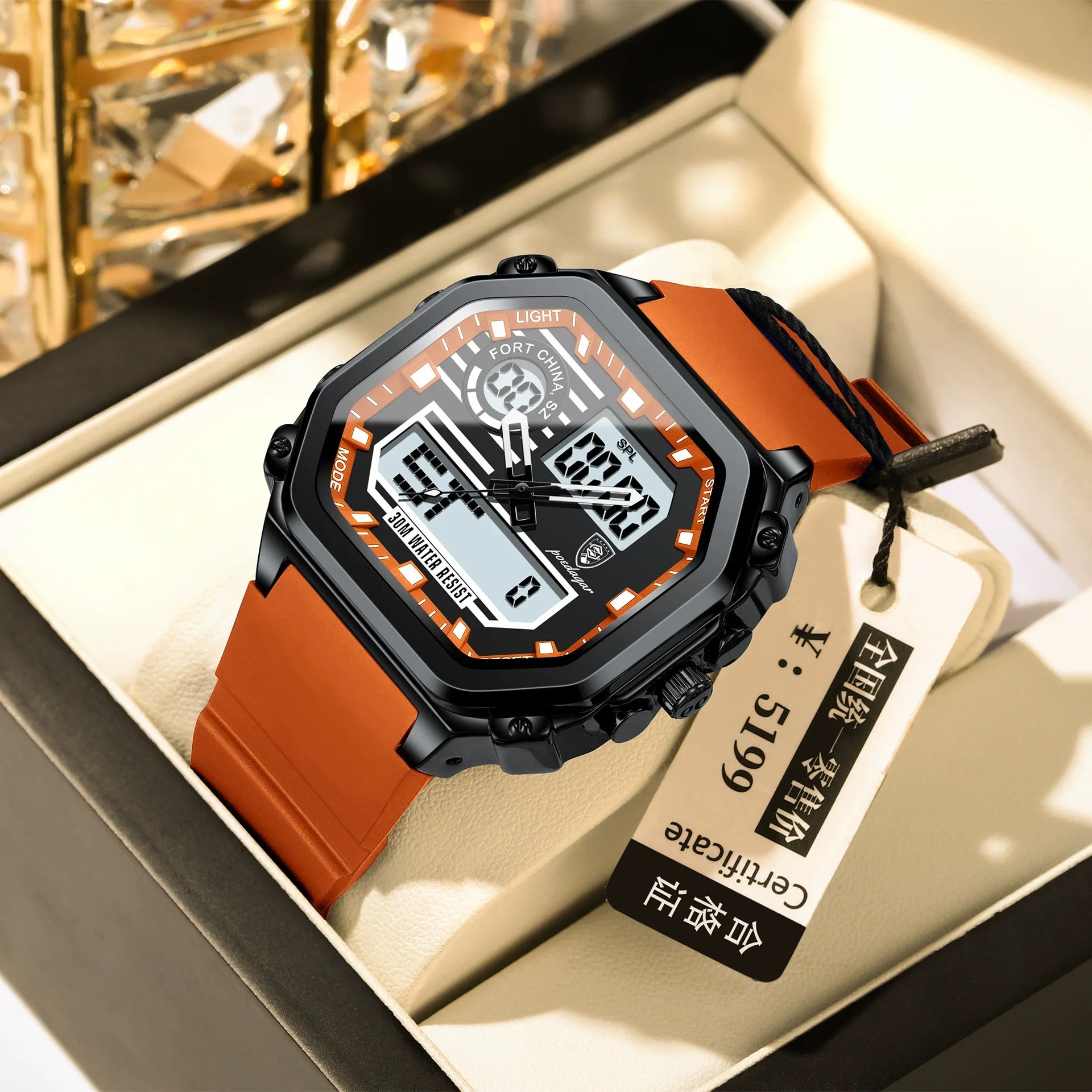 POEDAGAR New 993 LED Display Men's Watches Waterproof Silicone Chronograph Square Man Wristwatch  Men Digital Quartz Watch