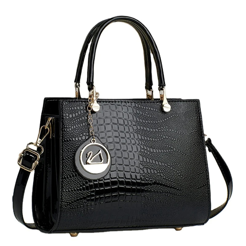 2024 Retro Simple Women Handbags Large Capacity Zipper Closure Versatile Fashionable Two Handles for Middle-Aged Moms