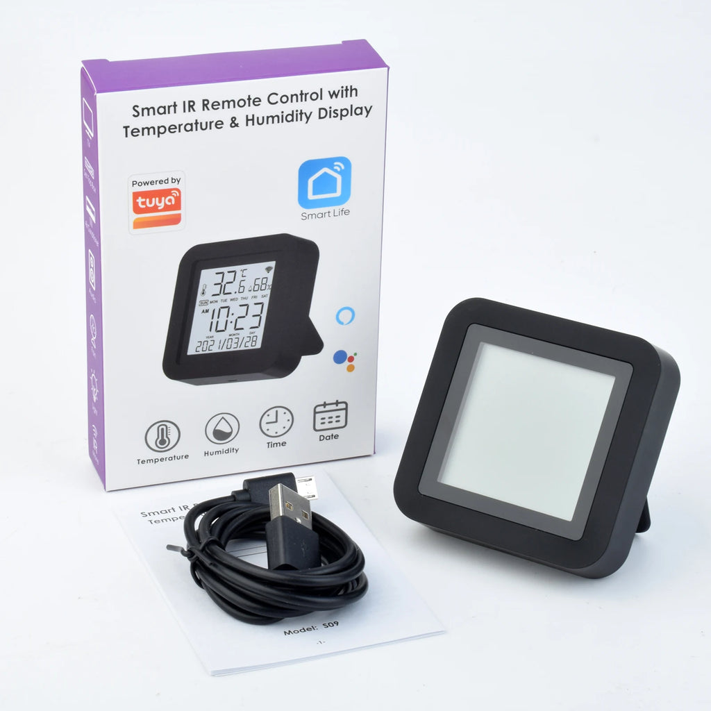 TY-S09 WIFI Temperature Humidity Sensor IR Remote Control Smart Home Tuya LCD Detector Wireless Thermometer for AC TV Alexa