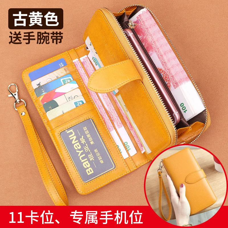 2023 New Women's Wallet Long Multiple Card Position Ladies Handbag Fashion Simple Genuine Leather Women's Bags Thin BYN-8133