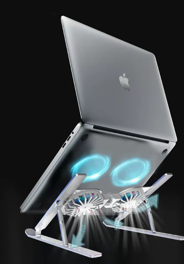 New Laptop Stands Tablet Holder with Fans RGB Light 6 Angles Adjustable Aluminum Foldable Portable Computer Accessories