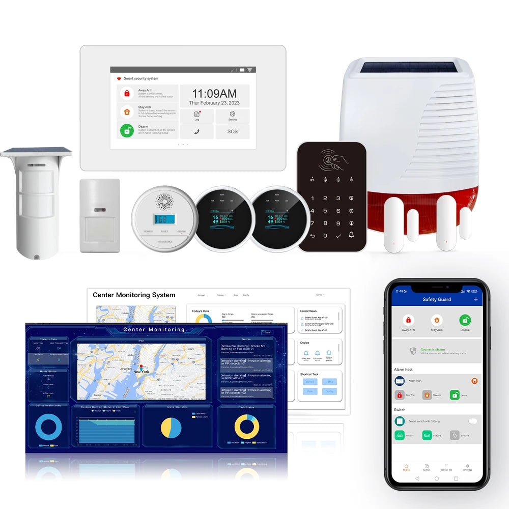 2025 New Ethernet WiFi, 4G Smart Home Alarm System Residential and Business Commercial Smart 4G Alarm Security Kit System