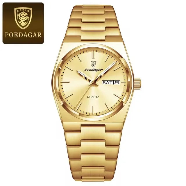 POEDAGAR 786 Ladies Wristwatch Waterproof Luminous Date Week Women's Watches Female Simple Stainless Steel Women Quartz Watch