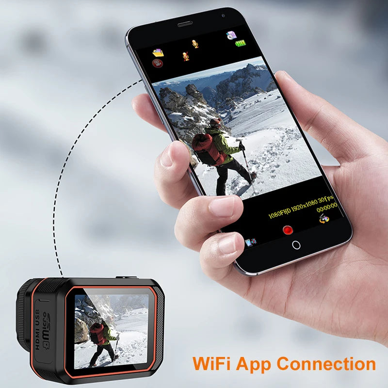 Outdoor IP68 Waterproof HD Action Camera COMS Sensor 4K 60Fps Go Wifi Pro 170 Degree Wide Angle Stabilizer Cycling Sports Camera