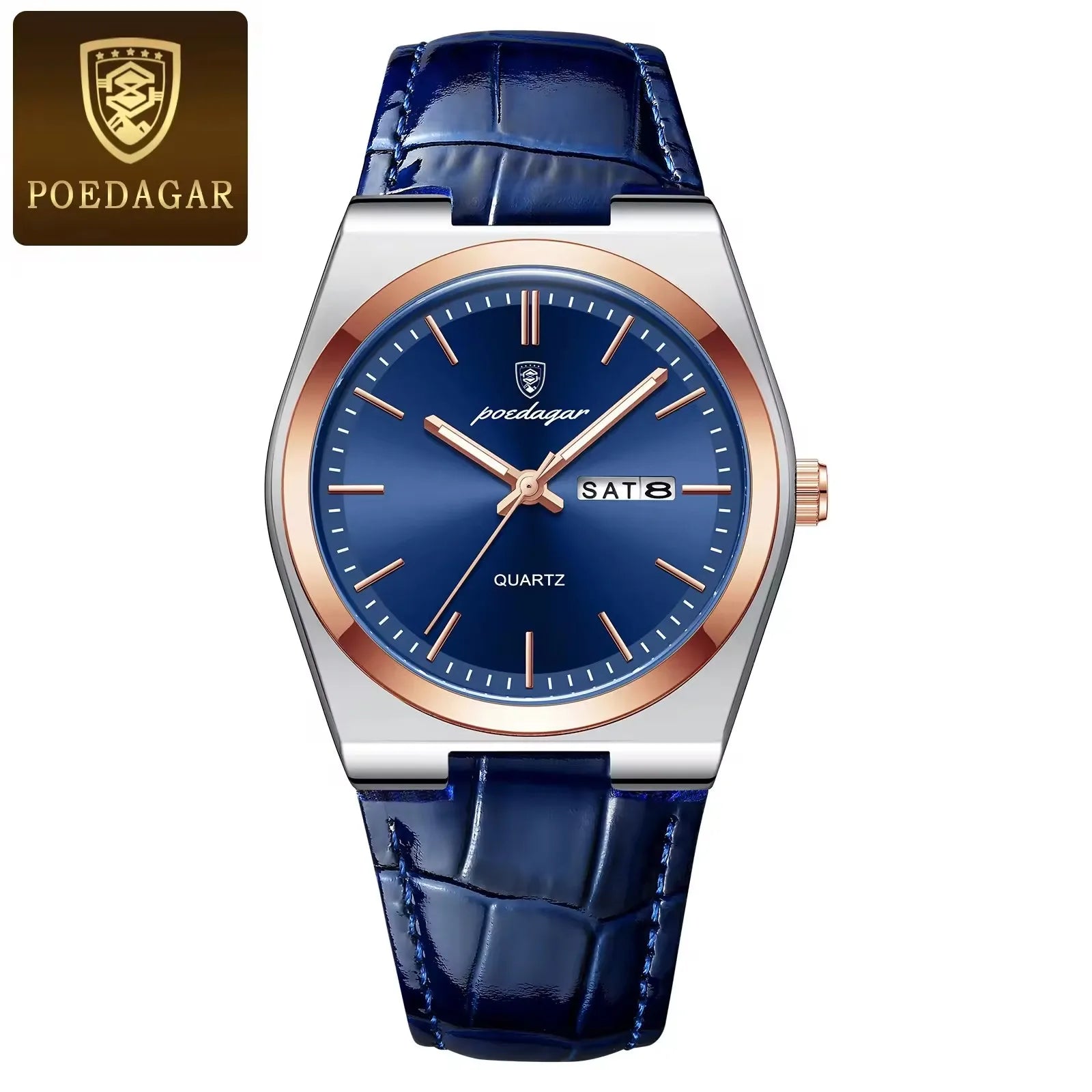 Poedagar 930 Fashion Casual Men's Watches Leather Strap Luxury Waterproof New Business Quartz Wrist Watch for Men Montre Relojes