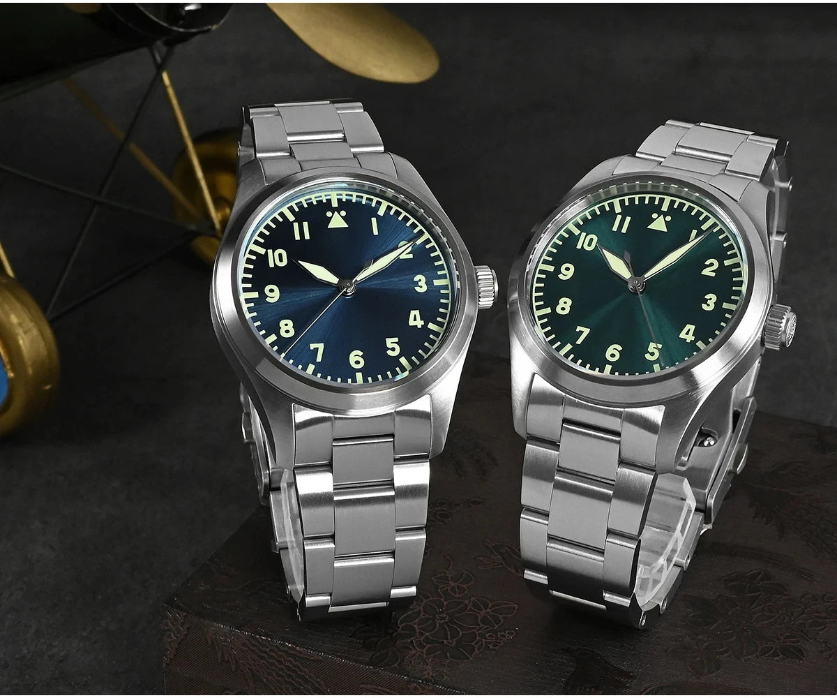 San Martin SN031-G2 Men's Watches Pilot YN55 Simple Sunray Dial Automatic Mechanical Wristwatch Waterproof 200m Luminous Relojes
